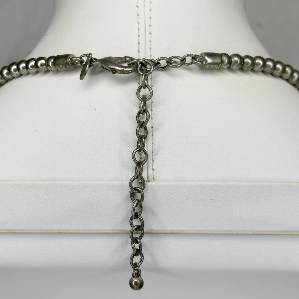 Chico's Multi Strand Seed Bead Necklace Blue Green Silver Tone Long ✨ - Picture 8 of 9